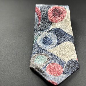 Halston Vintage 100% Italian Silk Tie Abstract Geometric Blue/Red 80s/90s Retro